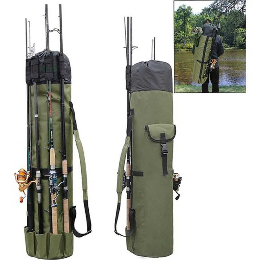 Fishing Rod Bag Pole Holder Fishing Rod Carrier Case Holds 5 Poles Travel Case